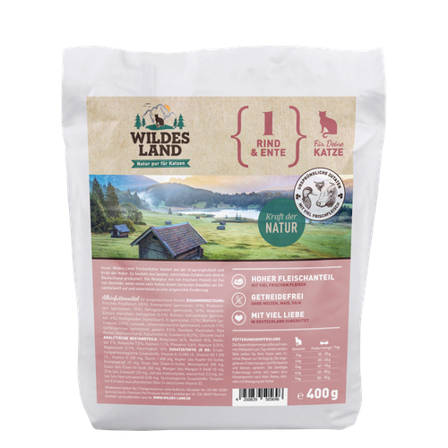 Wildes Land Feline Adult boeuf et canard avec légumes 400g - MyStetho Veterinary