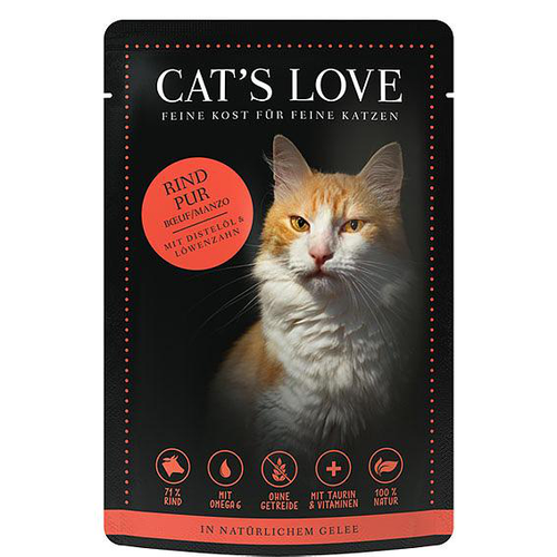 CAT&#039;S LOVE Adult Boeuf pure, 85g - MyStetho Veterinary