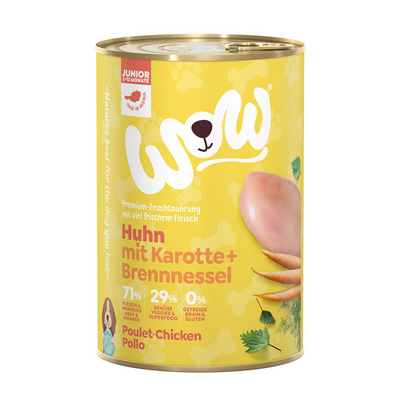 WOW Junior poulet avec carottes, 400g - MyStetho Veterinary