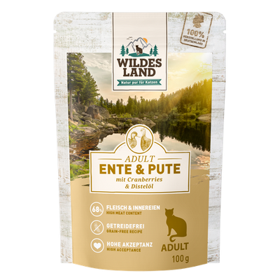 Wildes Land Feline Adult canard et dinde avec cannberges 100g - MyStetho Veterinary