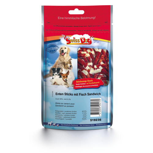 SwissDog sticks au canard avec sandwich au poisson - MyStetho Veterinary