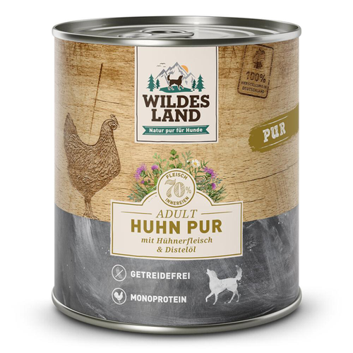 Wildes Land Canine Adult poulet PUR à l'huile de carthame 800g - MyStetho Veterinary