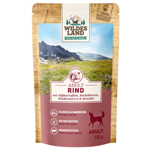 Wildes Land Canine Adulte boeuf avec patate douce 150g - MyStetho Veterinary