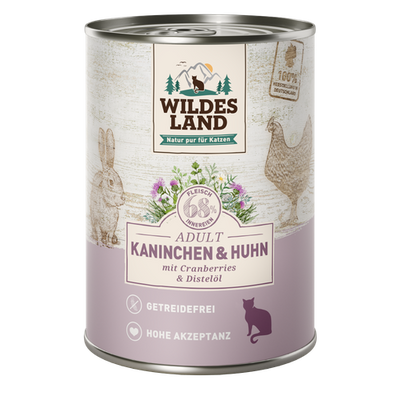 Wildes Land Feline Adult lapin et poulet avec cannberges 400g - MyStetho Veterinary