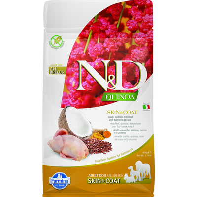 Farmina N&D Quinoa Canine Skin&Coat Caille & Noix de coco 800g - MyStetho Veterinary