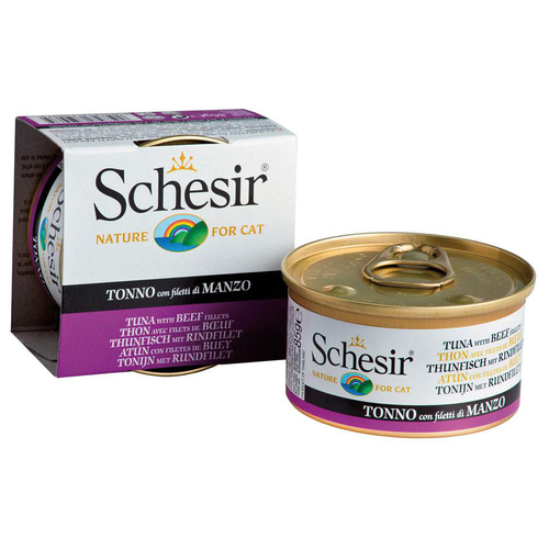 Schesir Jelly thon avec filet de boeuf 85g boite - MyStetho Veterinary