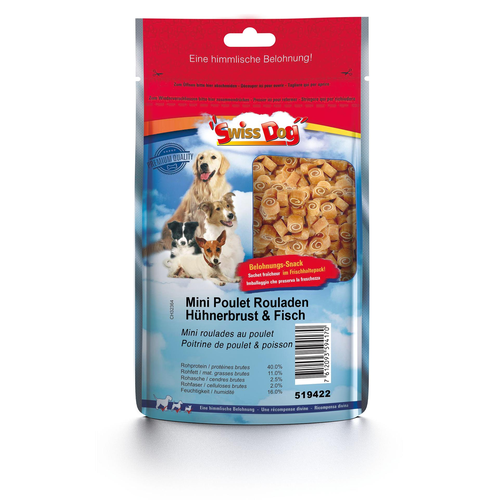 SwissDog Mini-Snacks roulades, poitrine de poulet & poisson - MyStetho Veterinary