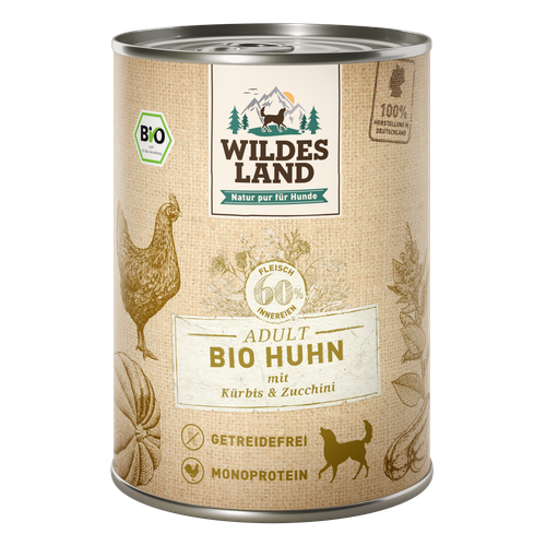 Wildes Land Canine Adult BIO poulet avec potiron & courgettes 400g - MyStetho Veterinary