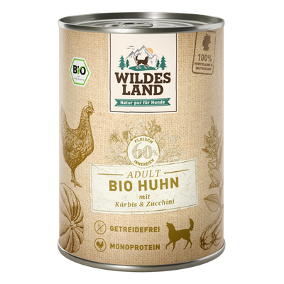 Wildes Land Canine Adult BIO poulet avec potiron & courgettes 400g - MyStetho Veterinary