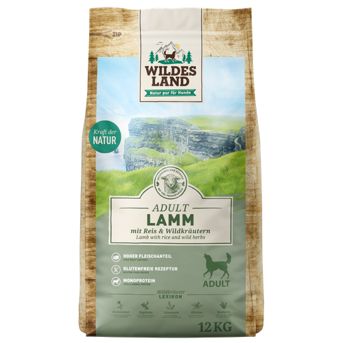 Wildes Land Canine Adult agneau avec riz 12kg - MyStetho Veterinary