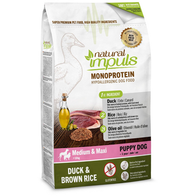 Natural impuls Puppy & Junior canard avec riz brun - MyStetho Veterinary