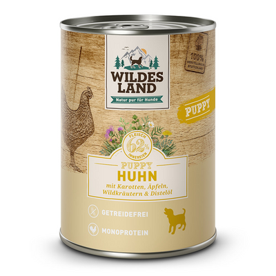 Wildes Land Puppy poulet avec carotte, pomme et herbes sauvages  400g - MyStetho Veterinary