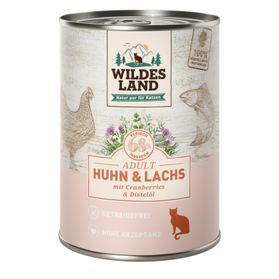 Wildes Land Feline Adult poulet et saumon avec cannberges 400g - MyStetho Veterinary