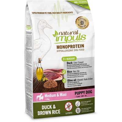 Natural impuls Puppy & Junior canard avec riz brun - MyStetho Veterinary