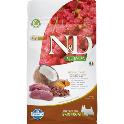 Farmina N&D Quinoa Canine Skin&Coat Mini cerf + noix de coco 800g - MyStetho Veterinary