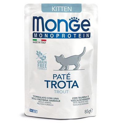 Monge Kitten Monoprotein Paté, truite  85g - MyStetho Veterinary