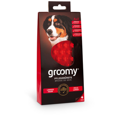 Groomy  Wellness-brosse, poil long, rouge - MyStetho Veterinary