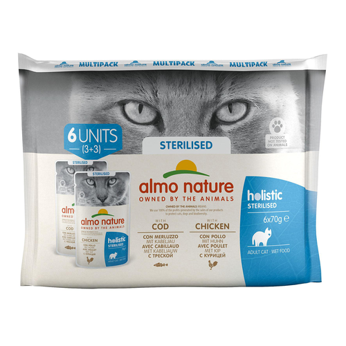 Almo Holistic Sterilised Cabillaud &amp; poulet 6x70g - MyStetho Veterinary