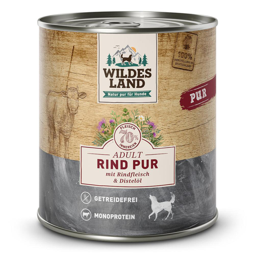 Wildes Land Canine Adult bœuf PUR à l'huile de carthame 800g - MyStetho Veterinary