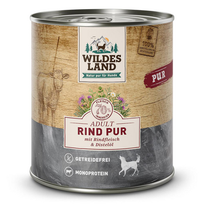 Wildes Land Canine Adult bœuf PUR à l'huile de carthame 800g - MyStetho Veterinary