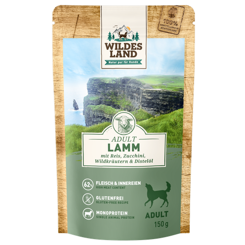 Wildes Land Canine Adult agneau avec riz & courgettes 150g - MyStetho Veterinary