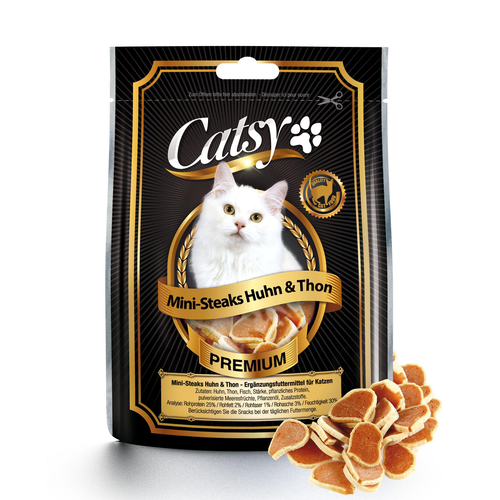 Catsy snack pour chats Mini-Steaks Poulet &amp; Thon - MyStetho Veterinary