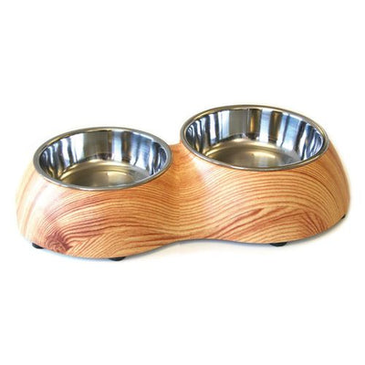 Swisspet Ecuelle double en mélamine, M & L, motif bois - MyStetho Veterinary